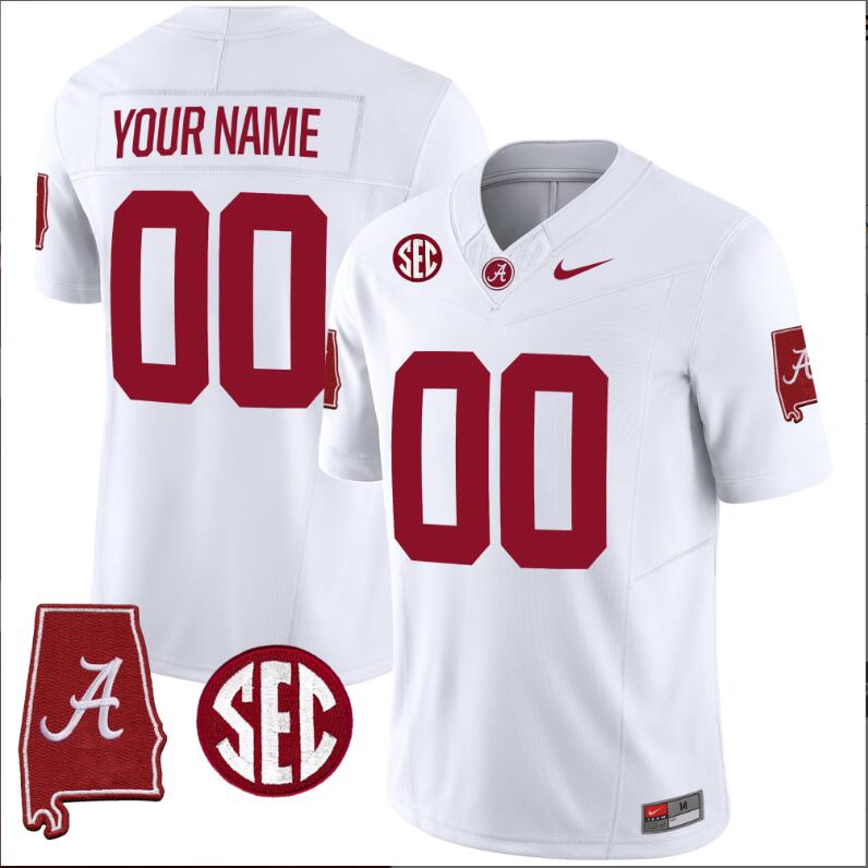 Men Alabama Crimson Tide Vapor Limited white Custom 2024 Nike NCAA Jersey 2